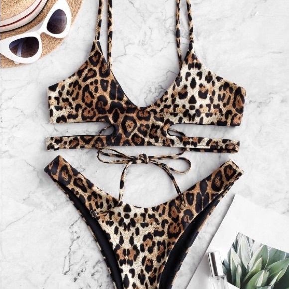 zaful animal print bikini